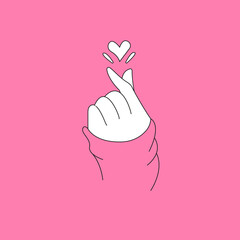 Korean love sign. Korea finger heart. Vector