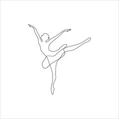continuous line drawing of woman ballet dancer  © Lioner