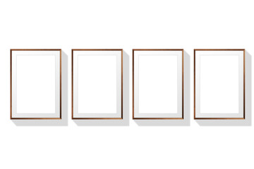 Molduras cor de madeira marron com paspatur branco em fundo transparente Png