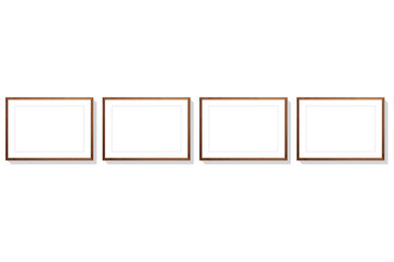 Molduras cor de madeira marron com paspatur branco em fundo transparente Png