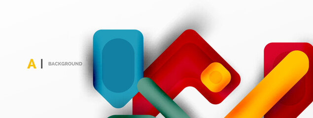 Fototapeta premium Colorful geometric shapes lines, squares and triangles. Abstract background for wallpaper, banner or landing page