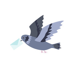 Bird pigeon vector illustration. Carrier pigeon with a letter vector illustration.