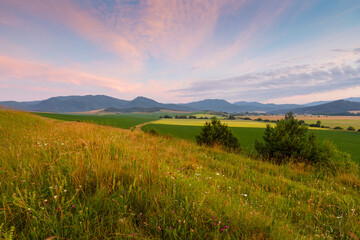 Summer rural landscape at Turciansky Dur village, Slovakia.
