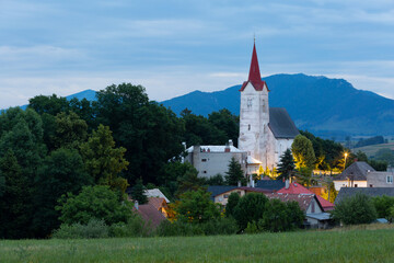 View of the Gothic church in Turciansky Dur village, Slovakia.