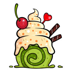 ice cream cartoon image on white background