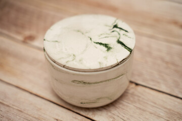 Marble Green and Off White Candle With Lid