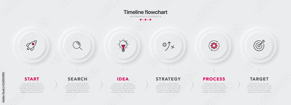 Poster timeline infographic design with 6 options or steps. infographics for business concept. can be used 