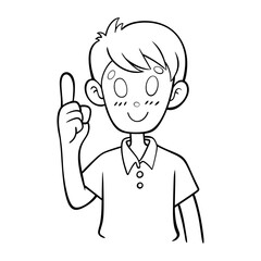 cartoon man thumbs up is a line drawing