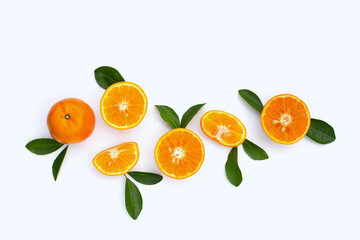 Fresh orange citrus fruit isolated on white background. Juicy, sweet and high vitamin C