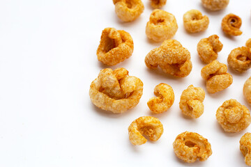 Crispy pork rinds or pork snack.