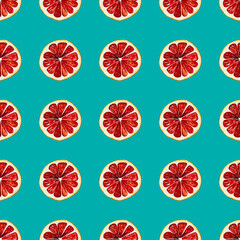Watercolor seamless pattern with grapefruit