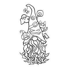 Cute gnome character with eggs for Easter. It's a vector image.