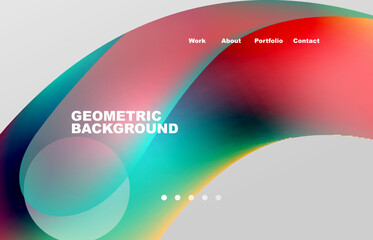 Landing page abstract liquid background. Flowing shapes, round design and circle. Web page for website or mobile app wallpaper