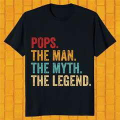 POPS The Man The Myth The Legend T-Shirt for Men, Ideas for Birthday Fathers Day