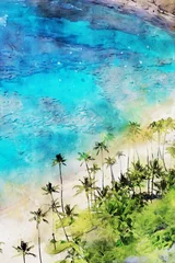Keuken spatwand met foto Beautiful Colorful Beach Watercolor Illustration © Sam