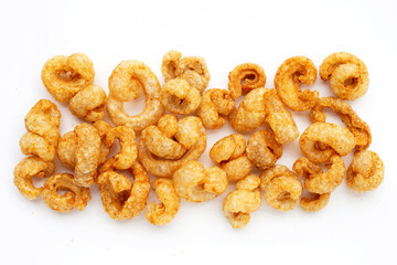 Crispy pork rinds or pork snack.