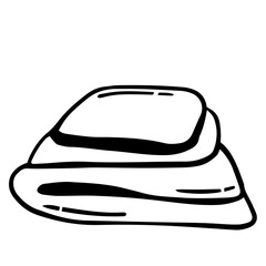 Black doodle of sheets. Hand-drawn blanket illustration.