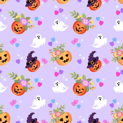 Cute seamless pattern for Halloween holiday. Can be used for fabric textile wallpaper gift wrap paper background.