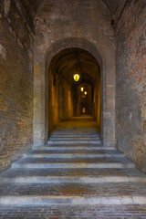 Fototapeta na wymiar A renovated passageway inside a medieval castle