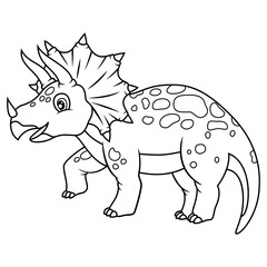 hand drawn of Triceratops line art