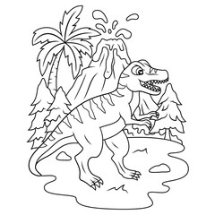 hand drawn of tyrannosaurus line art