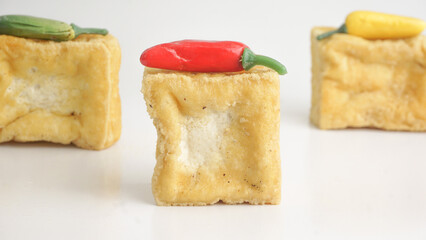 Fried Tofu (Tahu Goreng) - A typical West Java Indonesian culinary food, selective focus