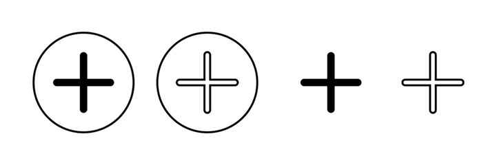 Plus icon vector. Add plus sign and symbol