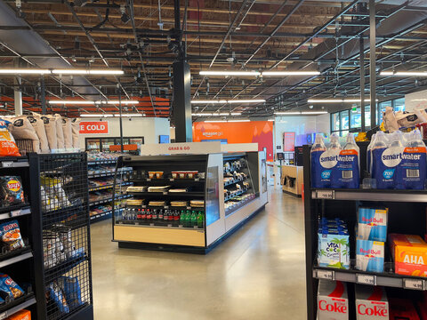 Inside Amazon Go, a Store of the Future. Everett, WA, USA - August 2022