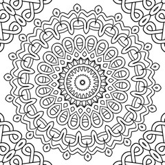 Celtic braided seamless pattern. Intricate line art mandalas. Tribal ethnic traditional vector background. Fractal black and white pattern. Braided floral isolated lines ornaments. Coloring book
