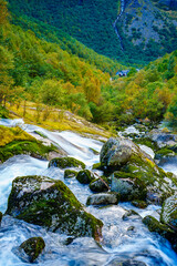 Fototapeta na wymiar Photo of rivers at Jostedalsbreen National Park Norway long exposure motion blur