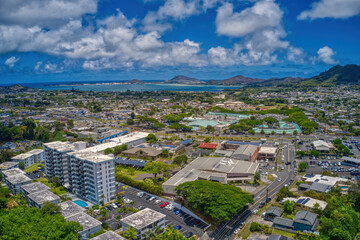 Aerial View of the Honolulu Suburb of Kaneohe, Hawaii