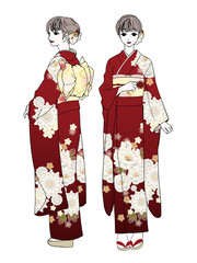 Illustration of a woman in kimono