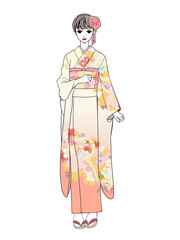 Illustration of a woman in kimono