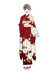 Naklejka premium Illustration of a woman in kimono