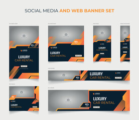 Car rental social media luxury post story and web banner template