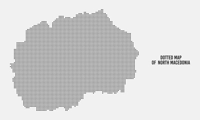 North Macedonia Map Silhouette with Simple Black Dotted Style