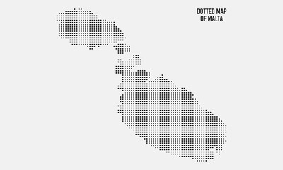 Obraz premium Malta Map Silhouette with Simple Black Dotted Style