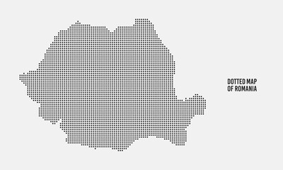 Romania Map Silhouette with Simple Black Dotted Style