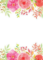 Fototapeta na wymiar floral watercolor wedding invitation frame