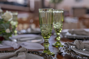 champagne glasses on the table