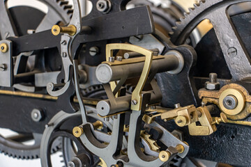 Working tower clock mechanism, close up - Powered by Adobe