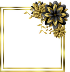 Obraz premium Square border decorated with elegant gold flowers