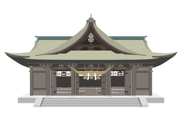 古くシンプルな造りの神社の拝殿 - obrazy, fototapety, plakaty