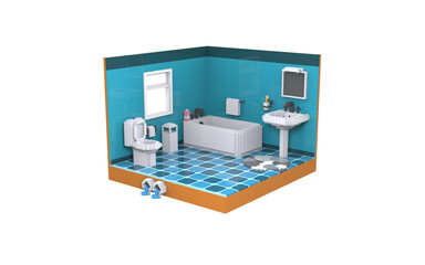 bathroom in 3D pixel art