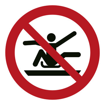 ISO 7010 Registered Safety Signs - Prohibition - Do Not Stretch Out Of Toboggan
