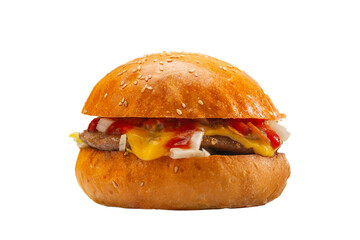 Delicious hamburger isolated on white background 