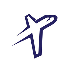 A simple jet aeroplane icon fly diagonally	