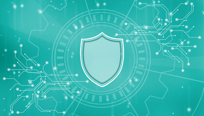 Protect and Security concept. Digital Shield on abstract technology background, Cyber security and information or network protection. Future technology web services for business and internet project