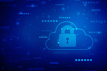 2d illustration of Cloud computing, Digital Cloud computing Concept background. Cyber technology, internet data storage, database and data server concept