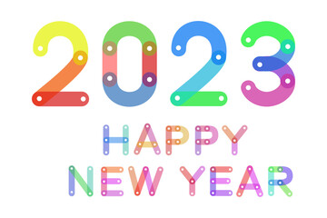 2023年カラフルな Happy New Year